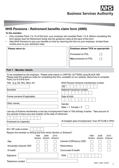 Form AW8 Download Fillable PDF or Fill Online Retirement.
